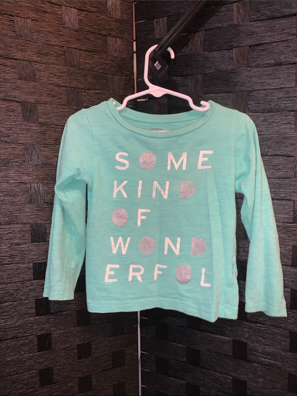 4T 100% Cotton Toddler Girl’s Carter's Aqua Long Sleeve Tee with Glitter